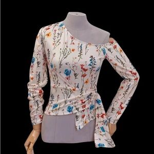 Elegant Floral One-Shoulder Blouse